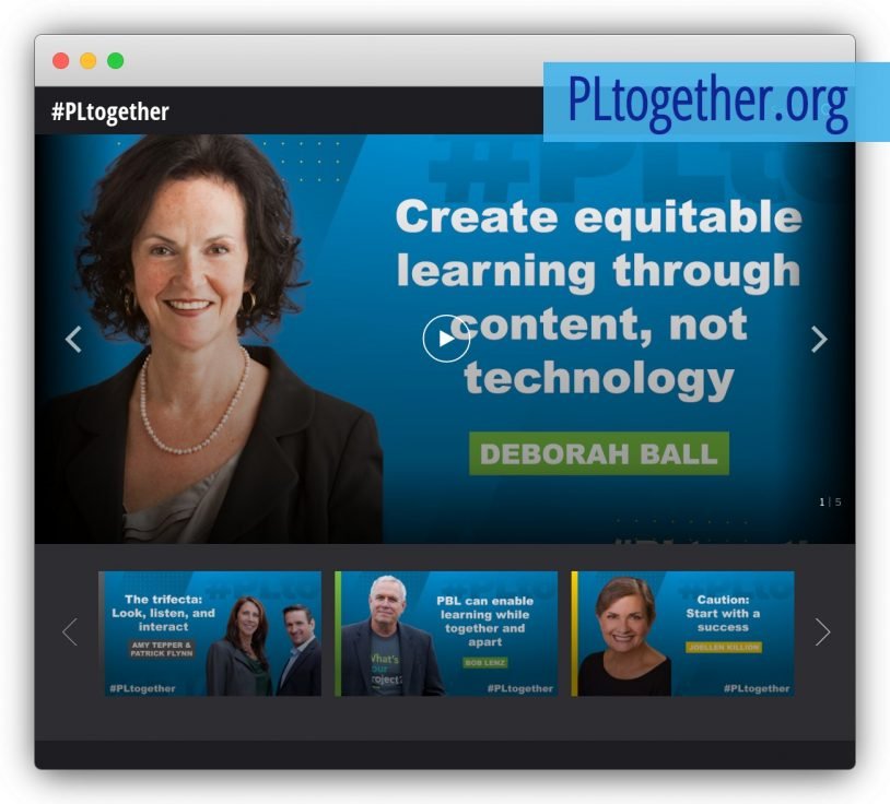 screenshot of pltogether.org homepage with deborah ball and elena aguilar
