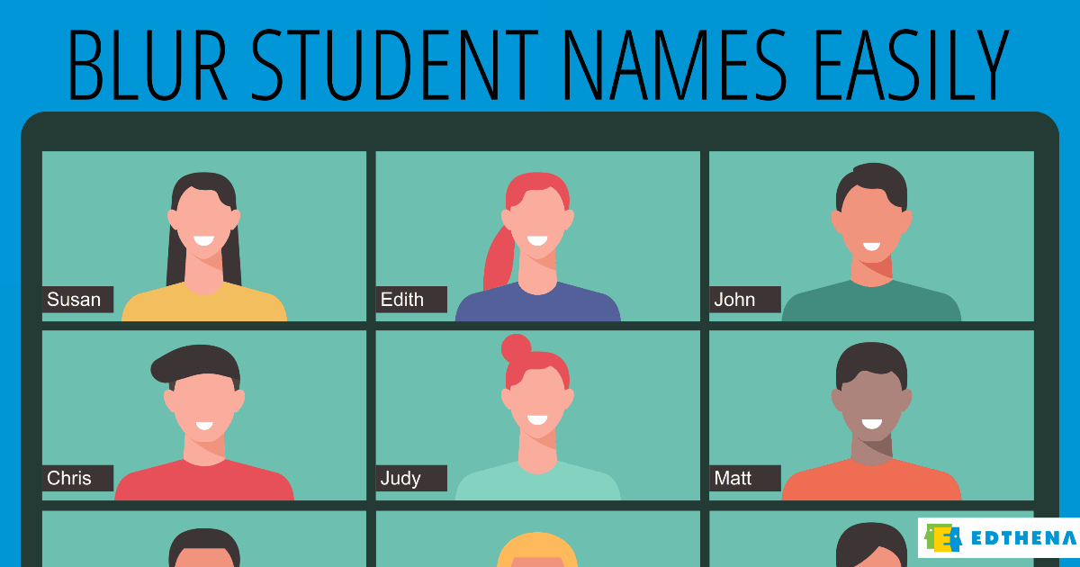 students in zoom video teaching with names blurred by Edthena video observation platform