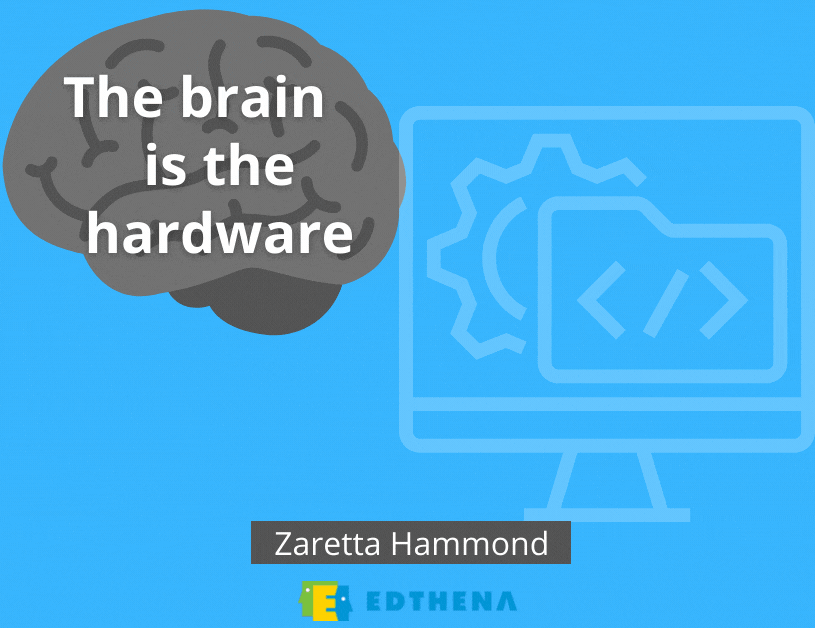 gif about culturally responsive teaching with quote from Zaretta Hammond: the brain is the hardware, students' culture is the software