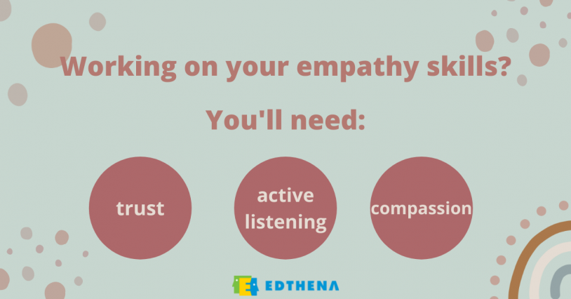 image about how to build empathy- Working on your empathy skills You'll need: trust, active listening, and compassion