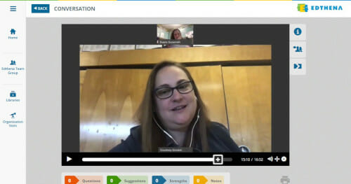 screenshot of Courtney Groskin using Edthena Video Coaching to improve teacher coaching practice