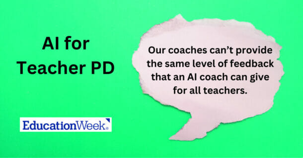 quote card for article about AI for teacher PD