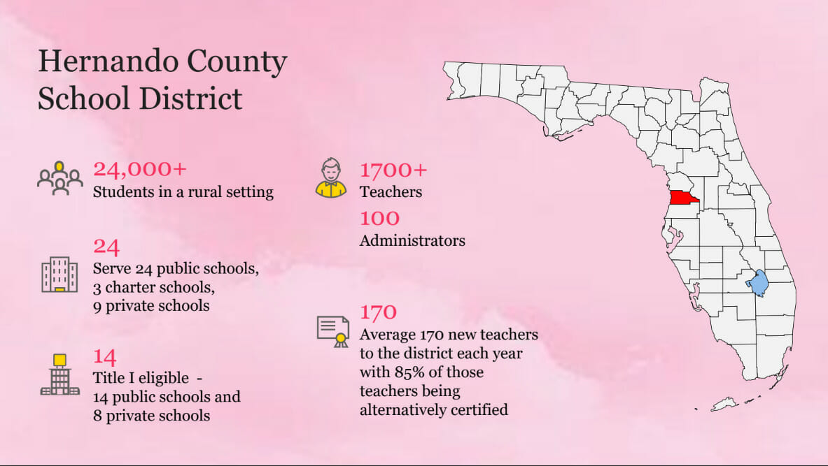 Map of Florida and statistics about Hernando County School District