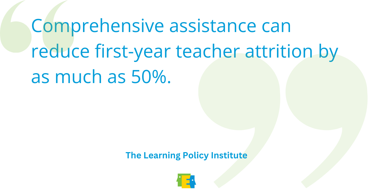 Comprehensive assistance can reduce first-year teacher attrition by as much as 50%. 