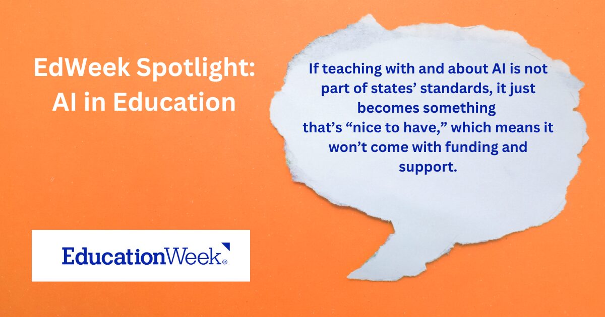 Image features title of the article, a pull quote from it and the Education Week logo