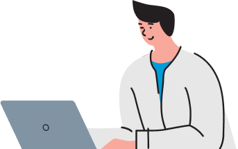 male using laptop