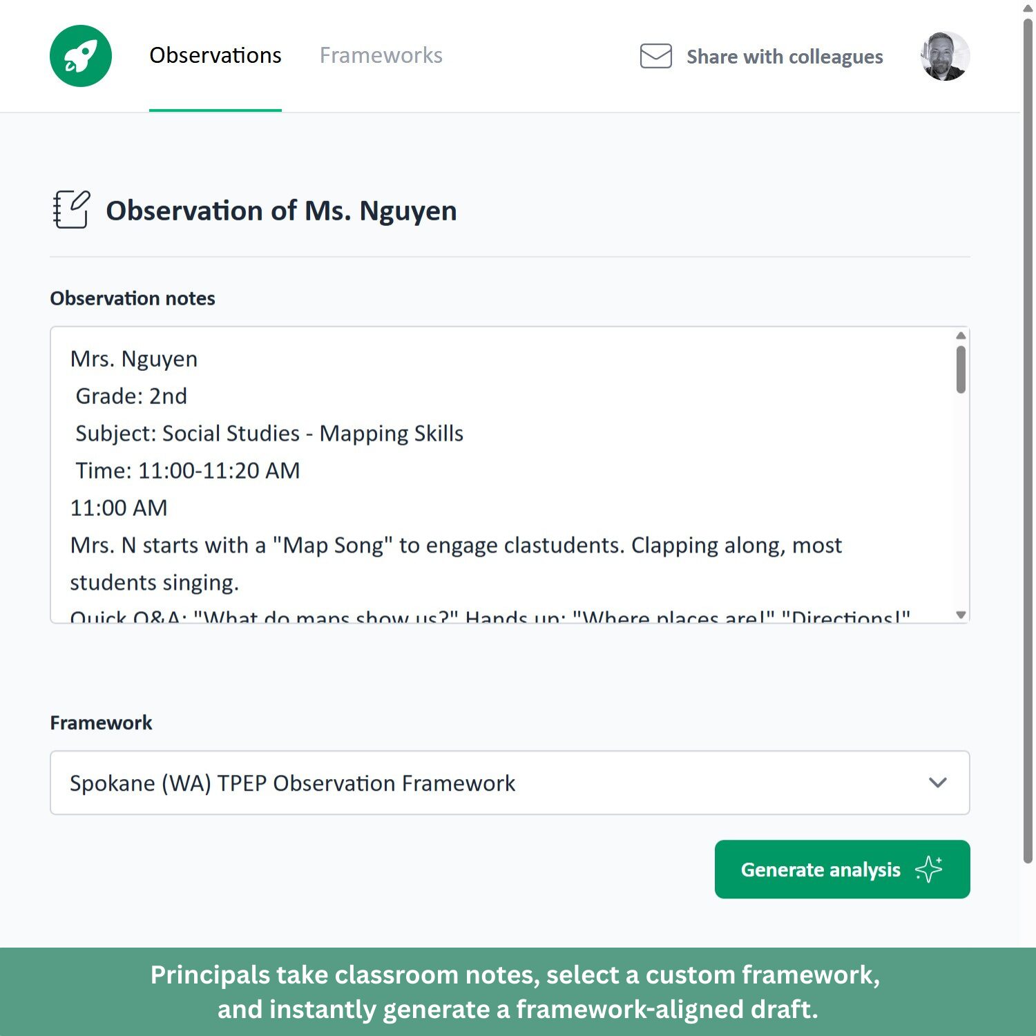Turns observation notes into draft feedback with Observation Copilot